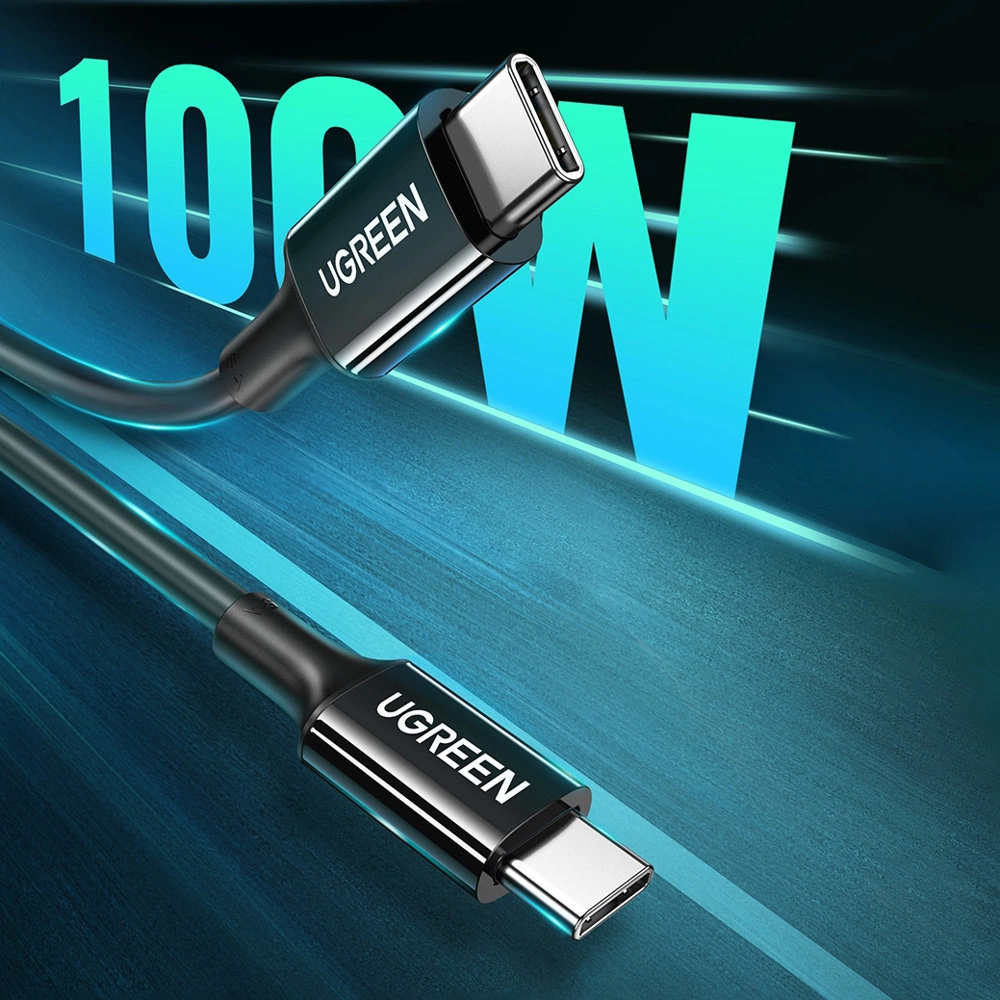 Czarny kabel USB-C z logo UGREEN i napisem 100W.