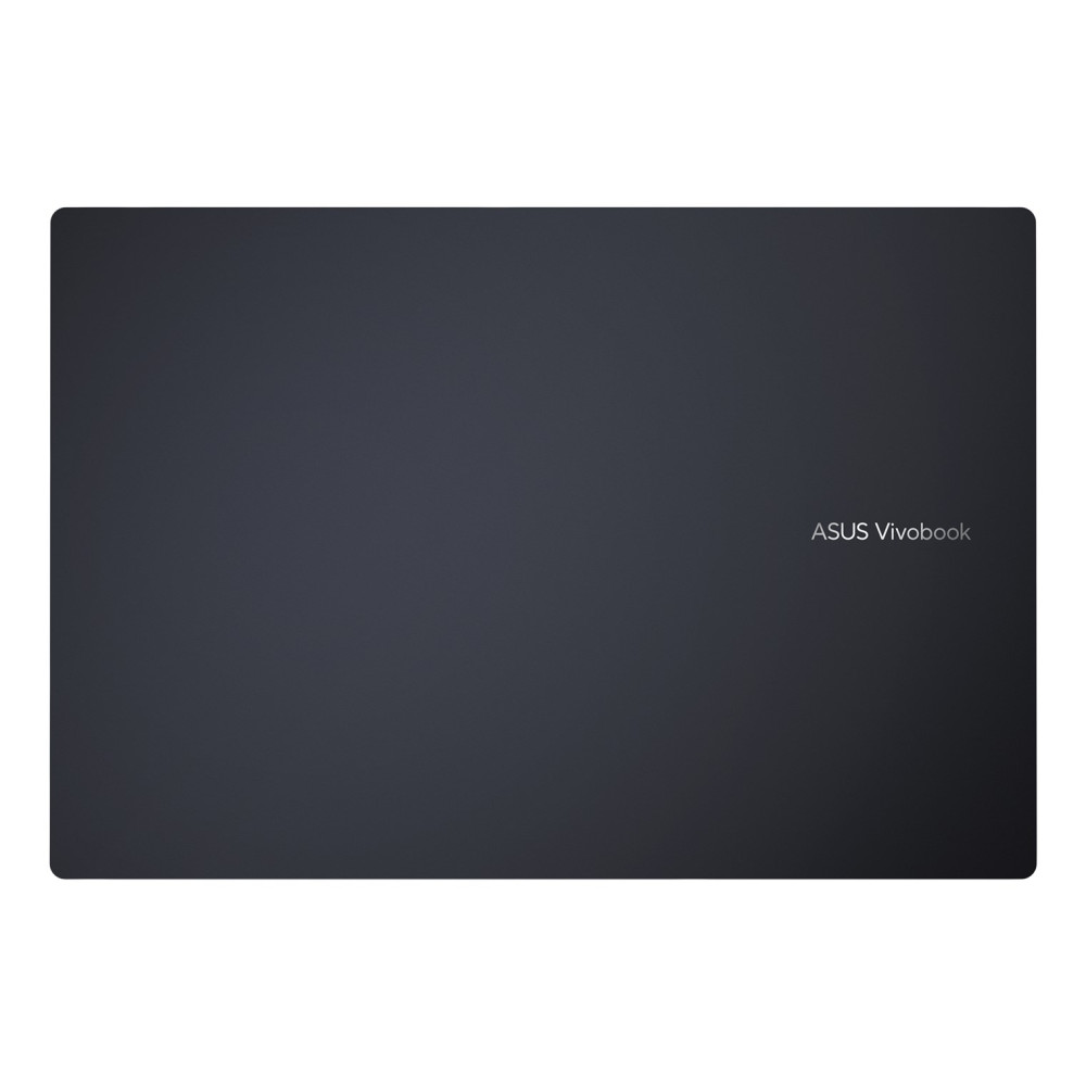 Ciemnoszara pokrywa laptopa Asus Vivobook ze srebrnym logo.