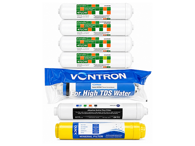 AQUABELLA Purefer Su Arıtma 7'li Vontron HT-3 Membranlı Filtre Seti