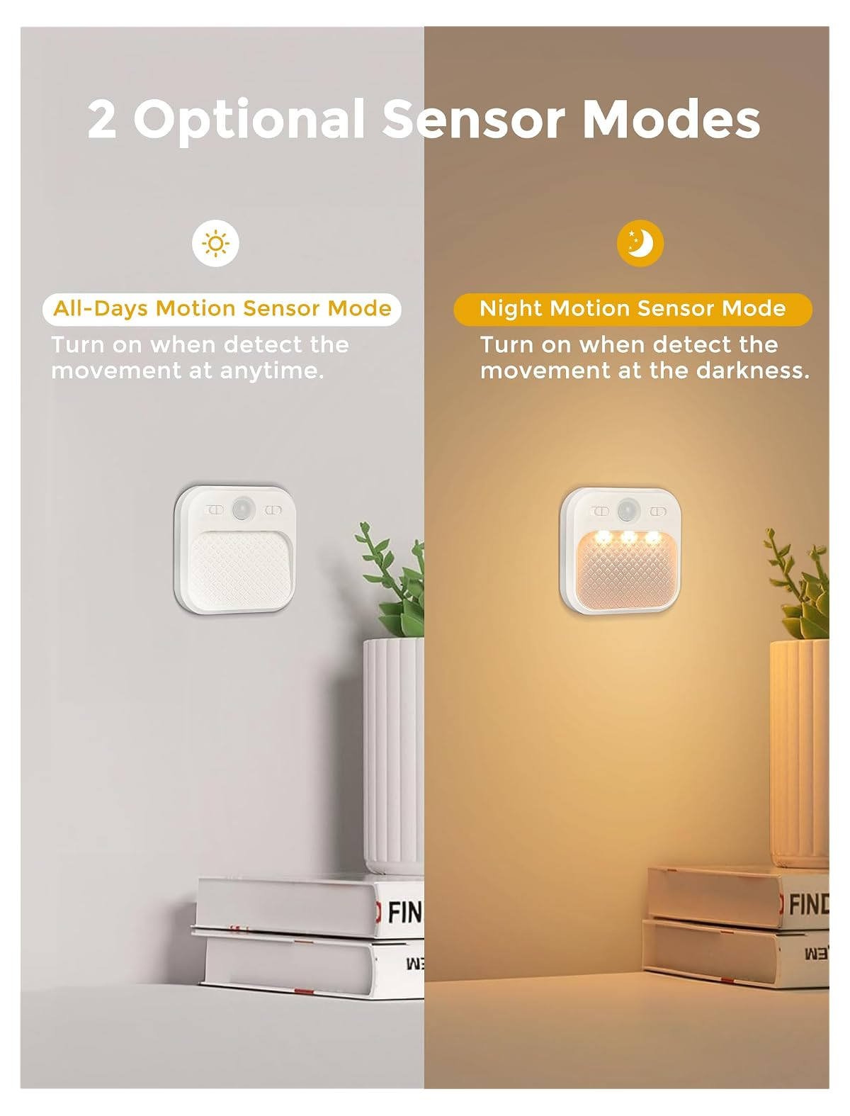 Zwei Sensor-Modi für Bewegungsmelder: ganztägig und nur bei Nacht.