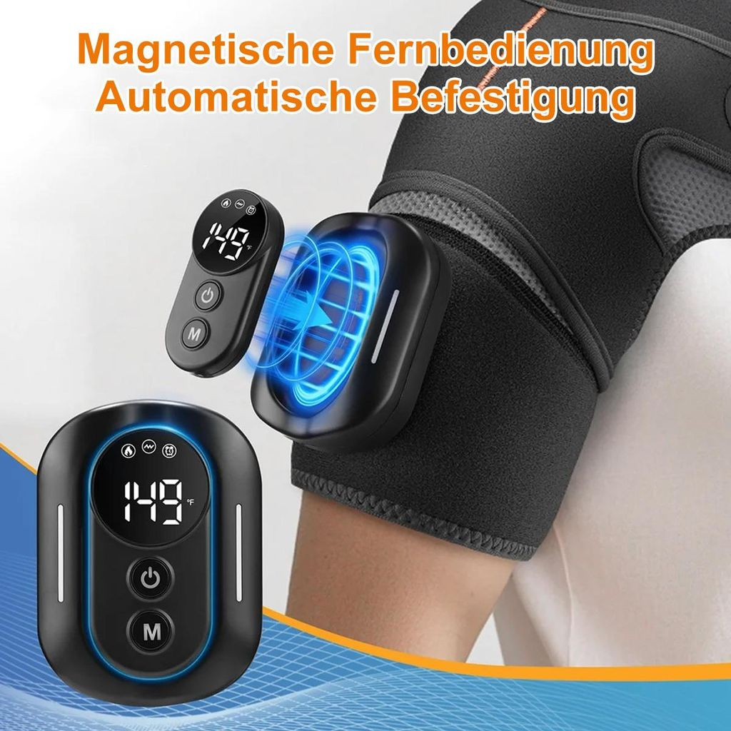 Magnetische Fernbedienung und automatisches Kniebandage-Gerät mit digitalem Display.