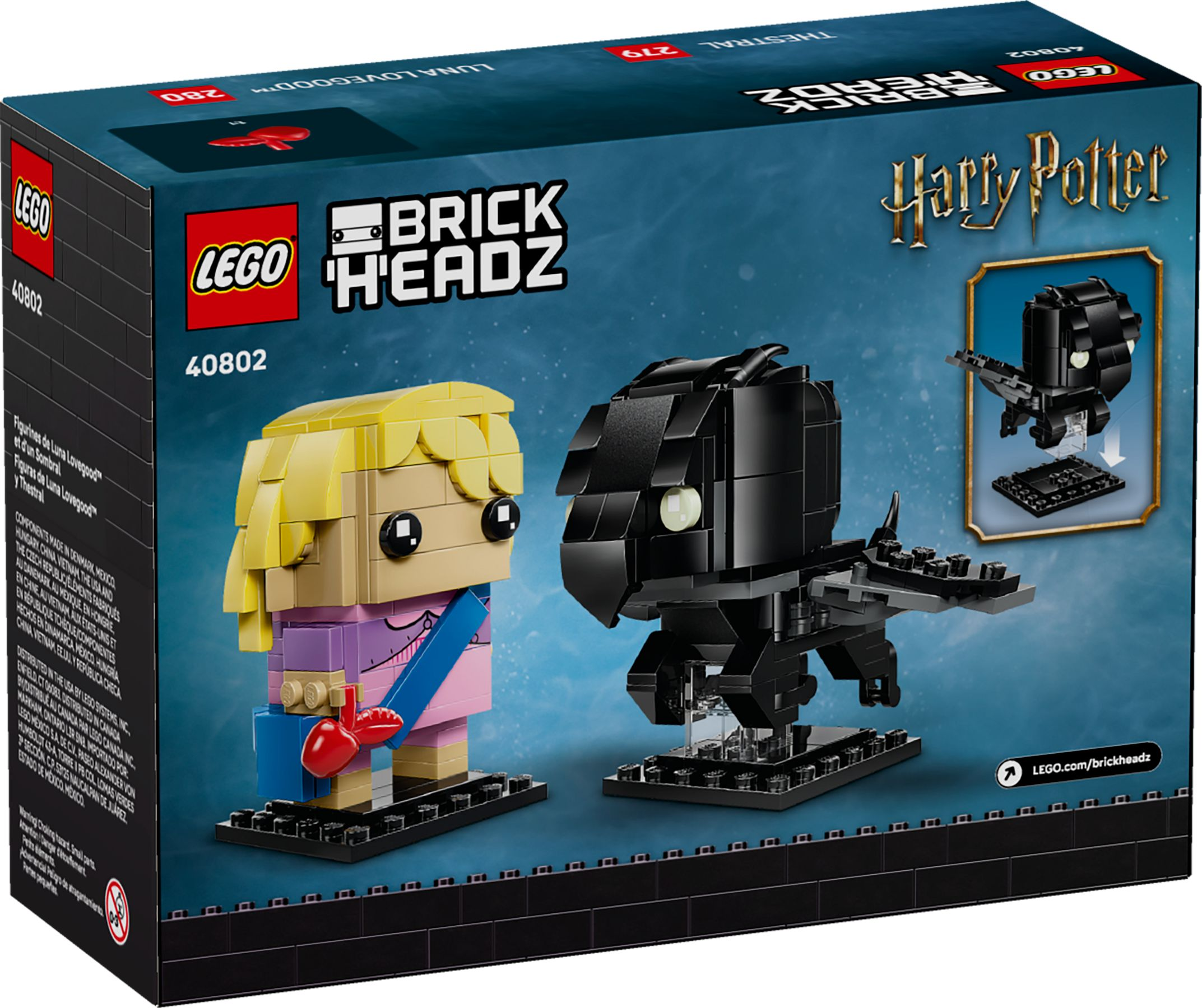 Lego BrickHeadz Harry Potter Luna Lovegood und Thestral Setbox mit gebauten Figuren.