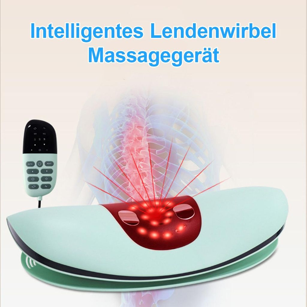 Intelligentes Lendenwirbel-Massagegerät mit Fernbedienung und rotem Licht.