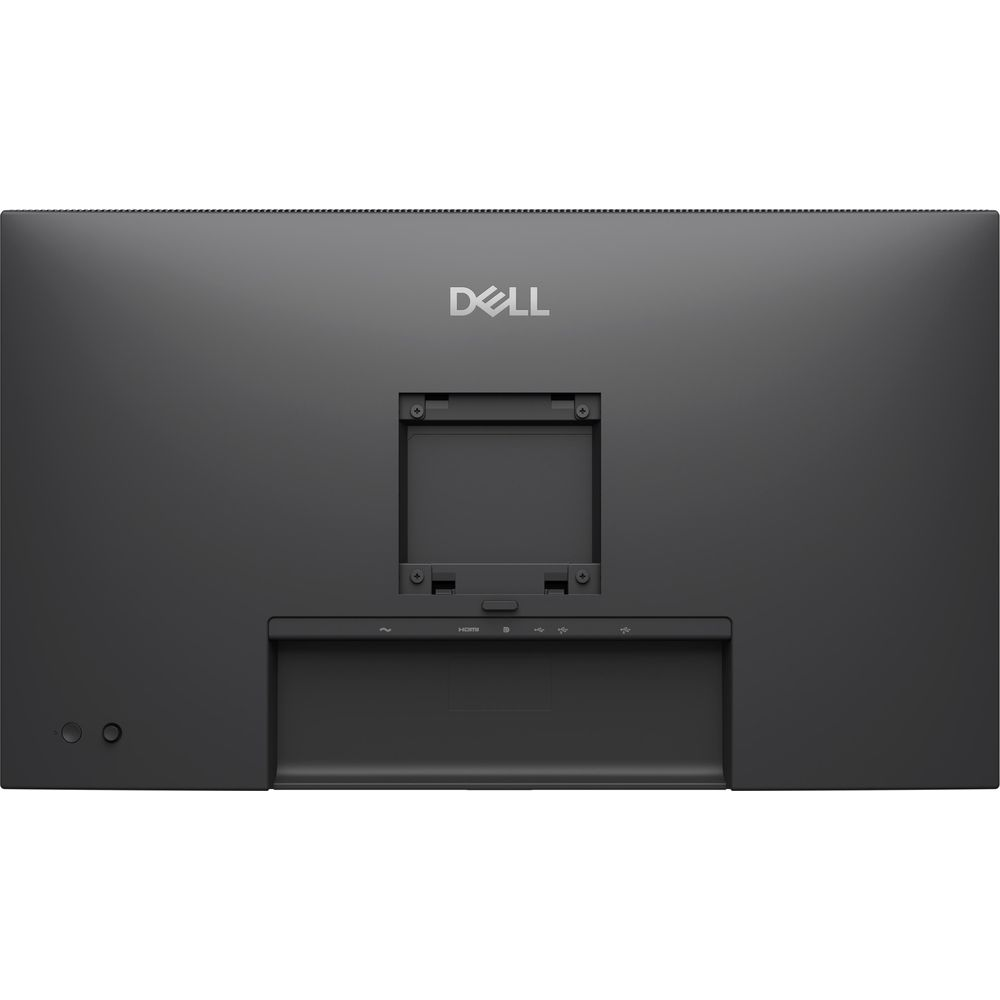 Retro di un monitor Dell nero con supporto VESA e porte in basso.