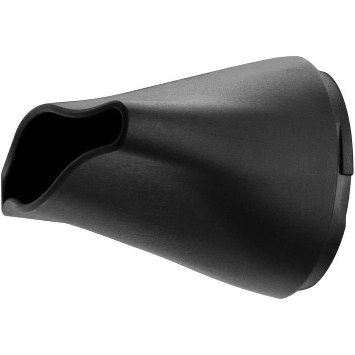 Beccuccio per asciugacapelli nero per lo styling su sfondo bianco.