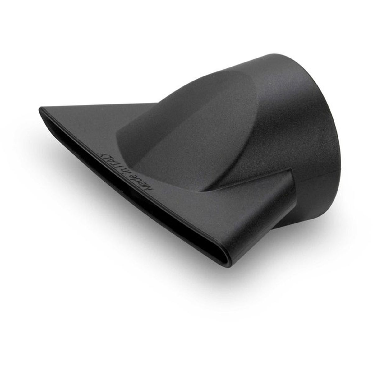 Beccuccio per phon nero su sfondo bianco, made in Italy.