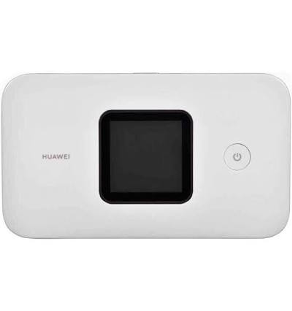 Un routeur Wi-Fi mobile Huawei blanc avec un écran noir et un bouton d'alimentation.