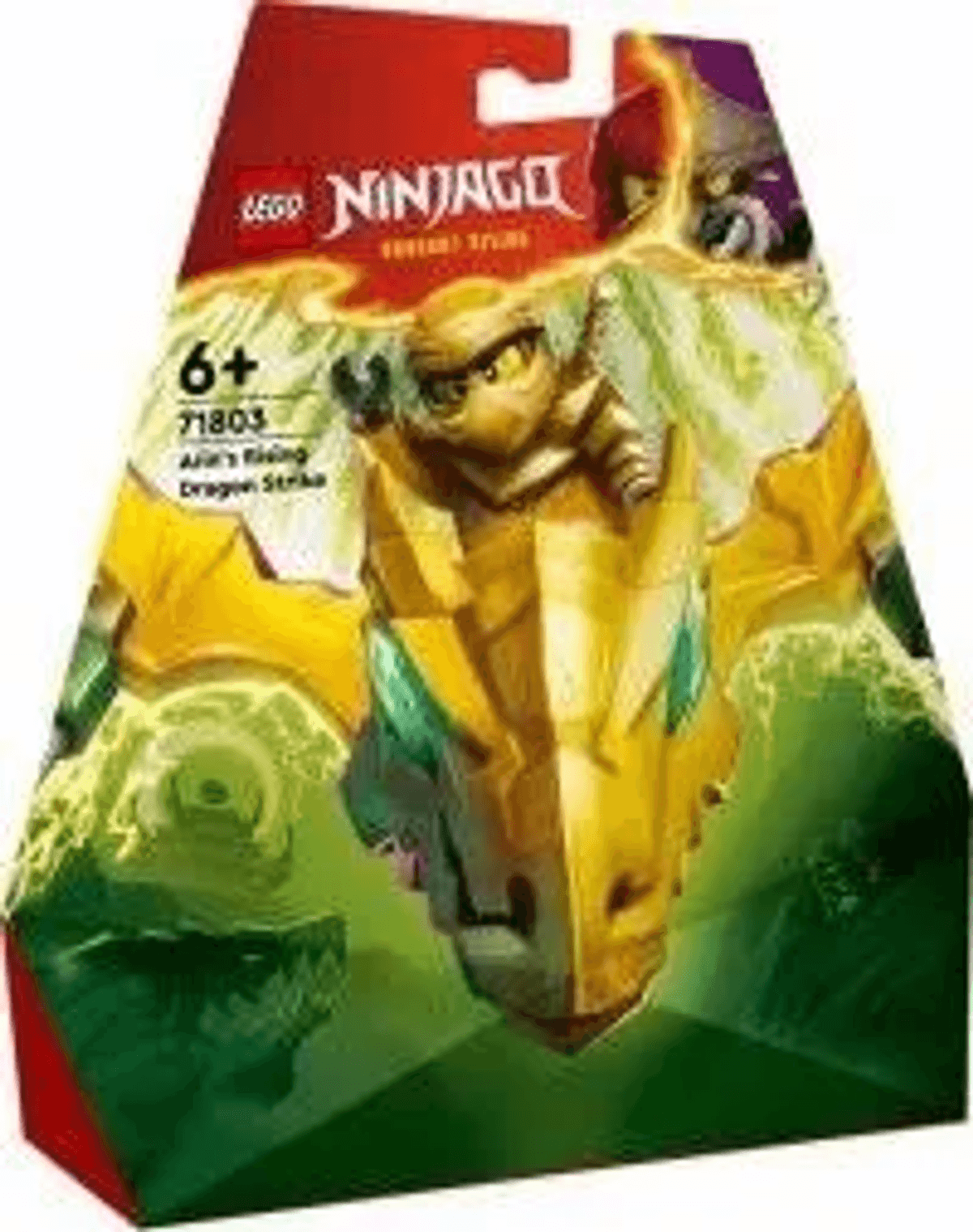 Confezione Lego Ninjago Arin's Rising Dragon Strike con un drago dorato.