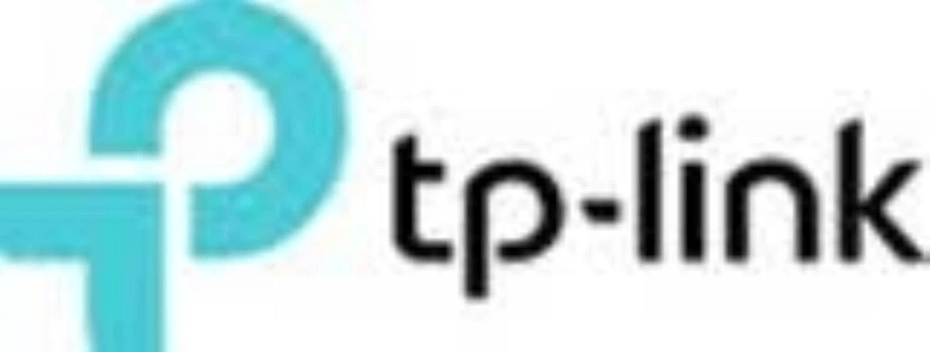 Il logo TP-Link azzurro con scritta nera.