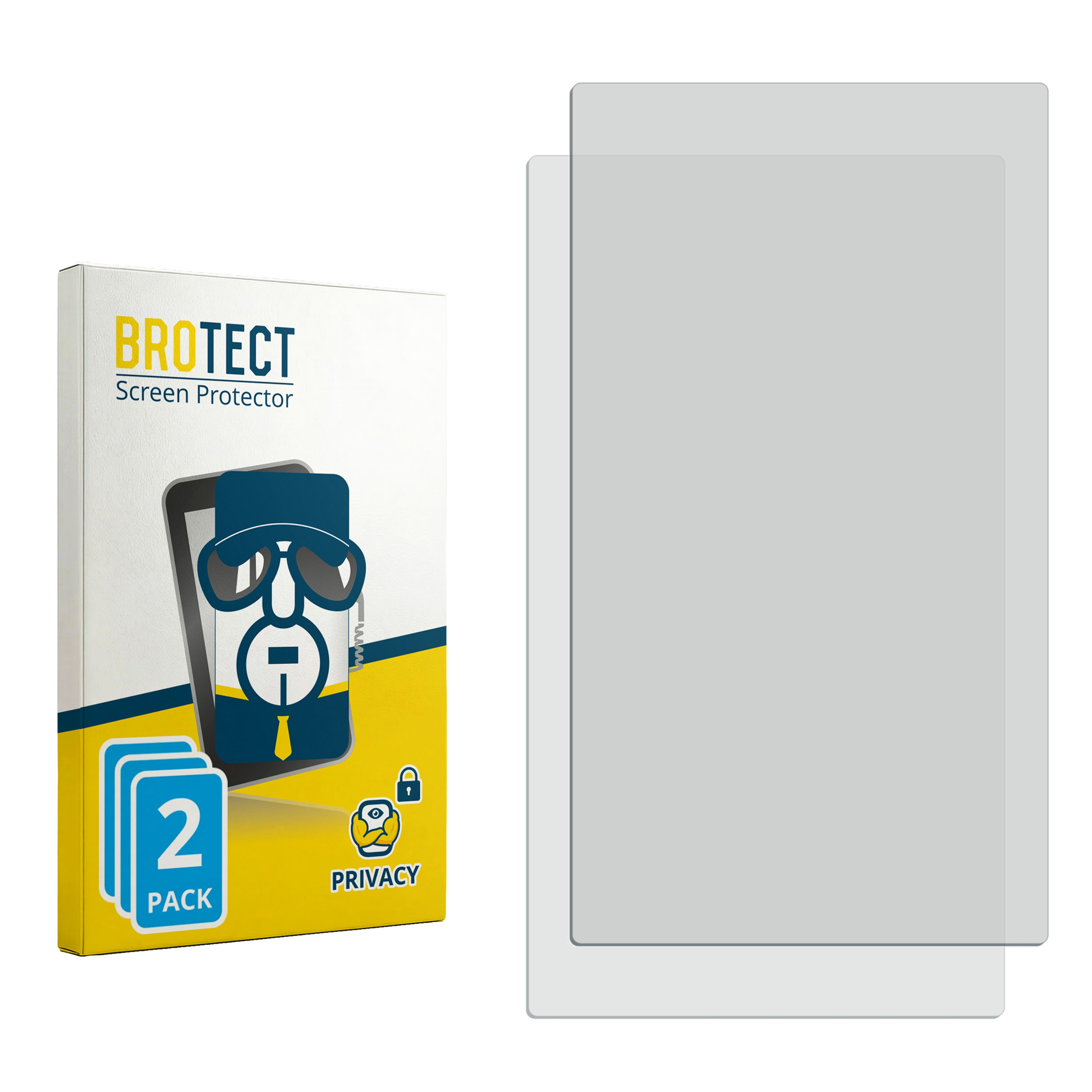 BROTECT Privacy-Schutzfolie 2er-Pack mit Verpackung auf weißem Grund.