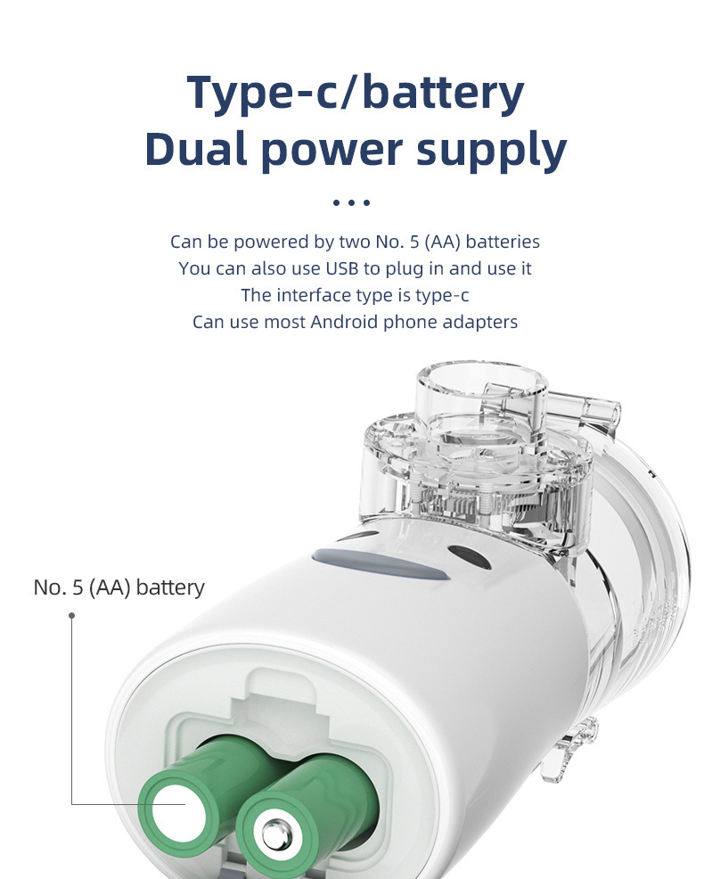 Produktbild zeigt ein Gerät mit dualer Stromversorgung: AA-Batterien und USB Typ-C Anschluss.