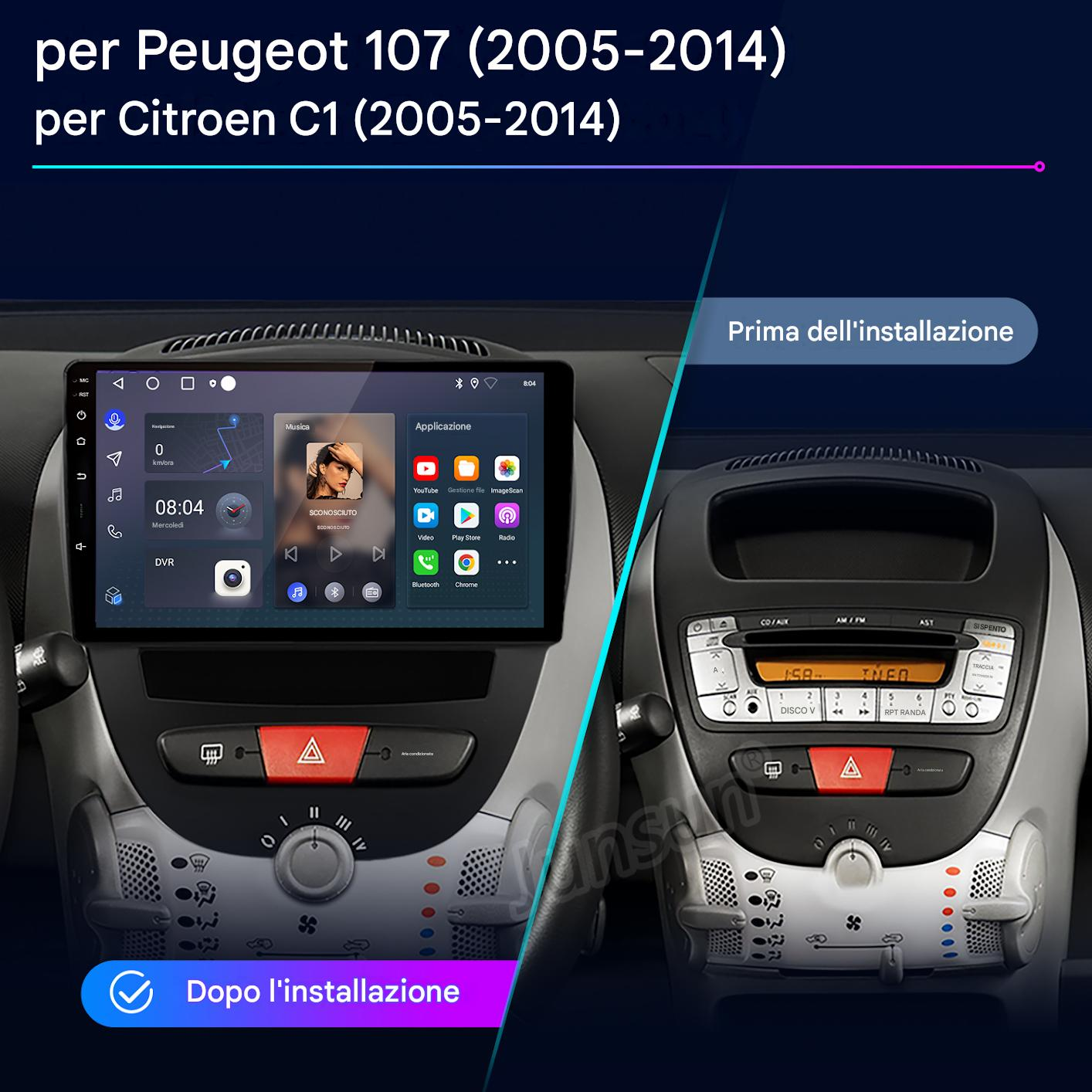 Confronto della plancia di un'auto prima e dopo l'installazione di un sistema multimediale.