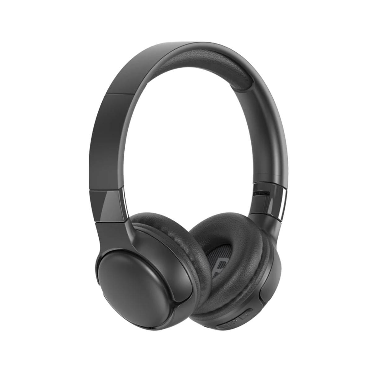 Schwarze Over-Ear-Kopfhörer mit weichen Ohrpolstern vor weißem Hintergrund.