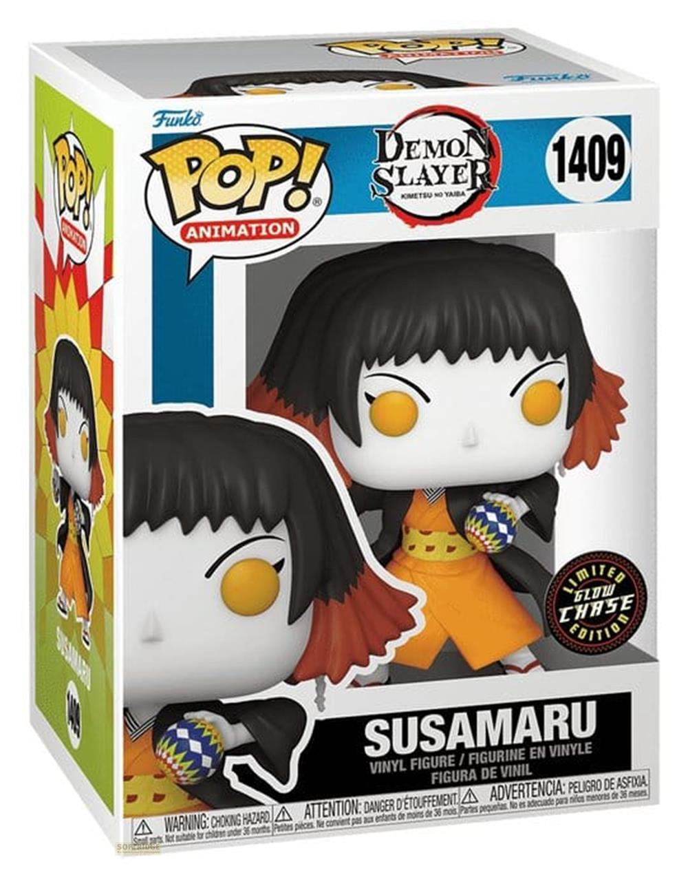 Figure in vinile Funko Pop di Susamaru da Demon Slayer nella scatola.