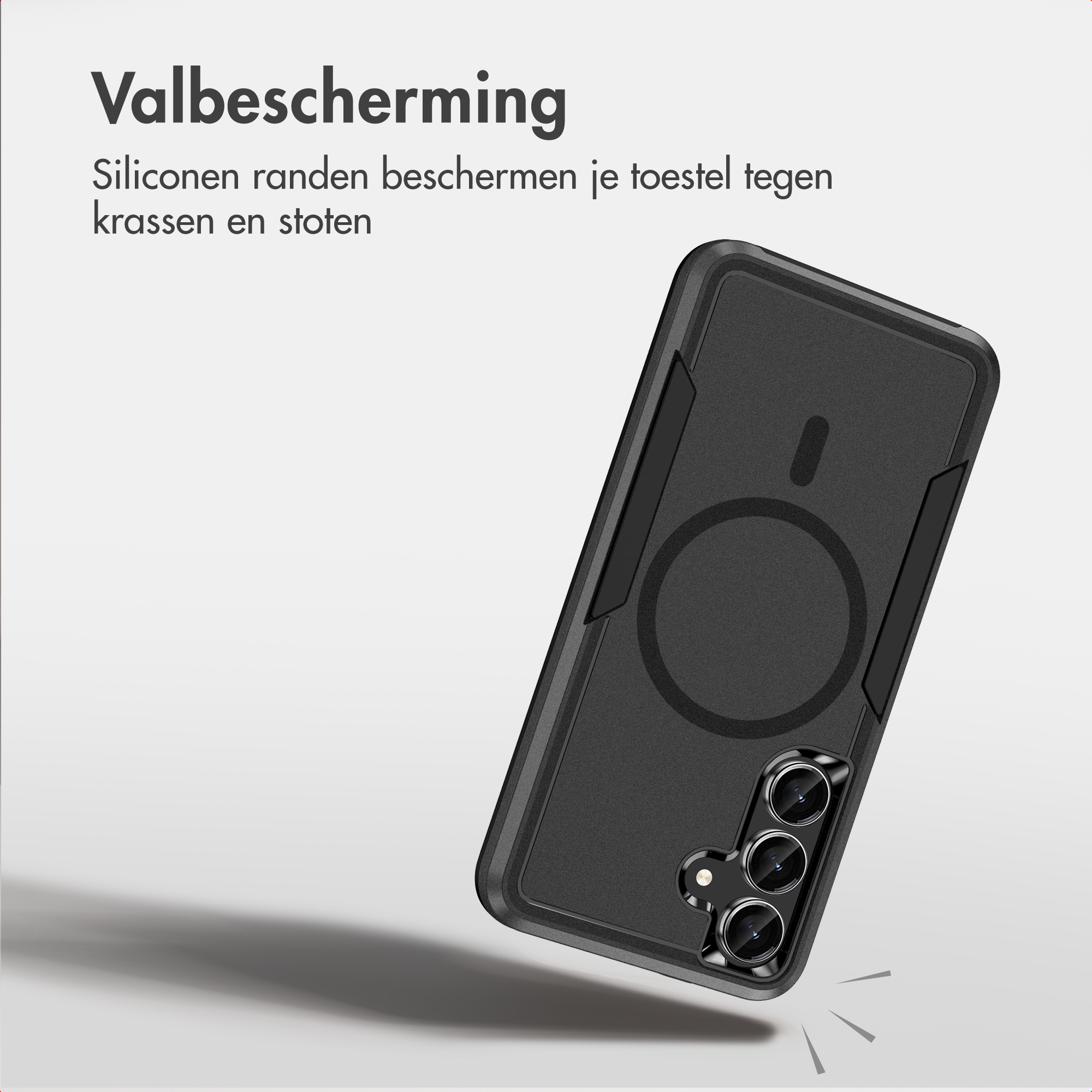 Coque de protection noire pour smartphone avec découpe pour appareil photo et protection.