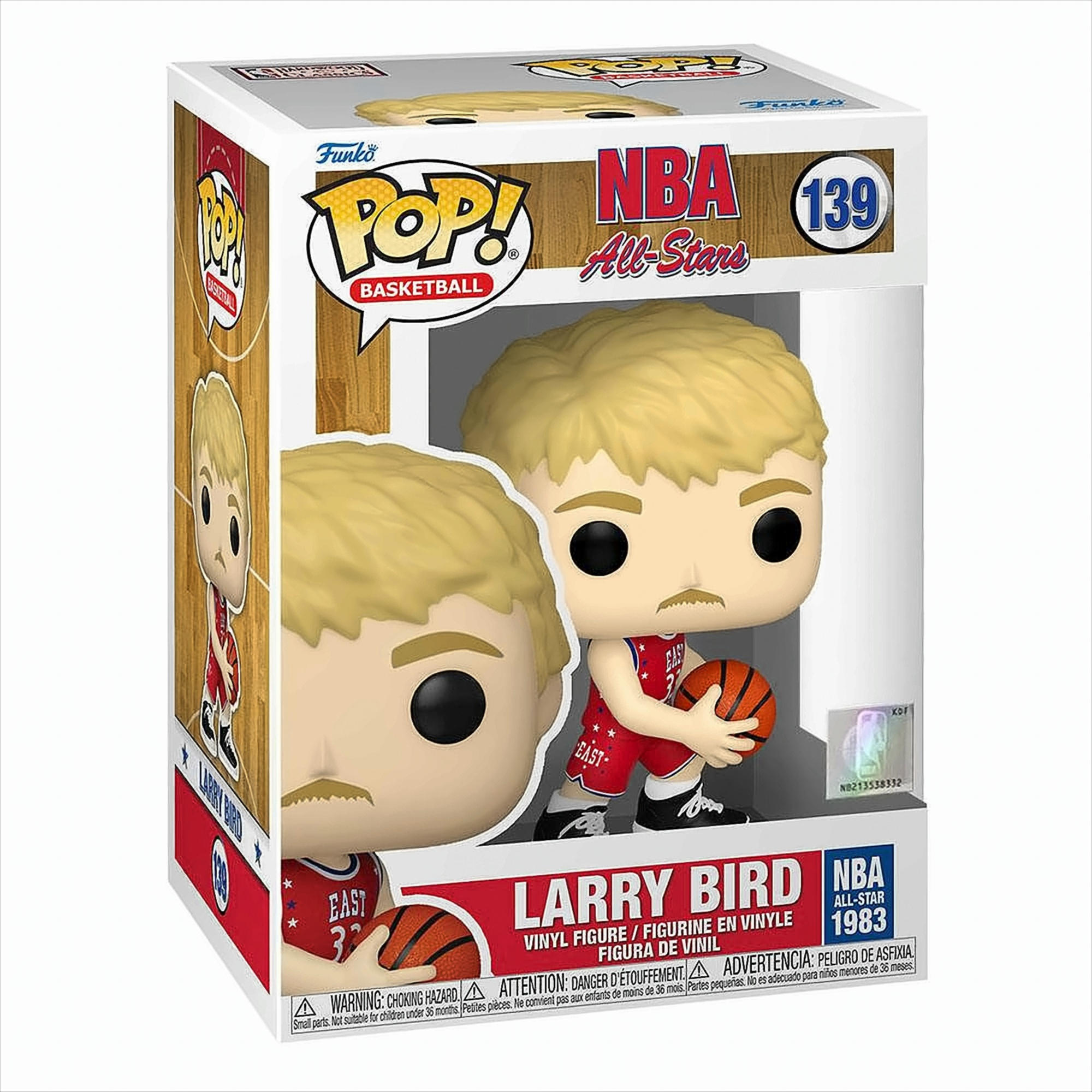 Eine Funko Pop NBA All-Stars Larry Bird Vinyl-Figur in der Originalverpackung.
