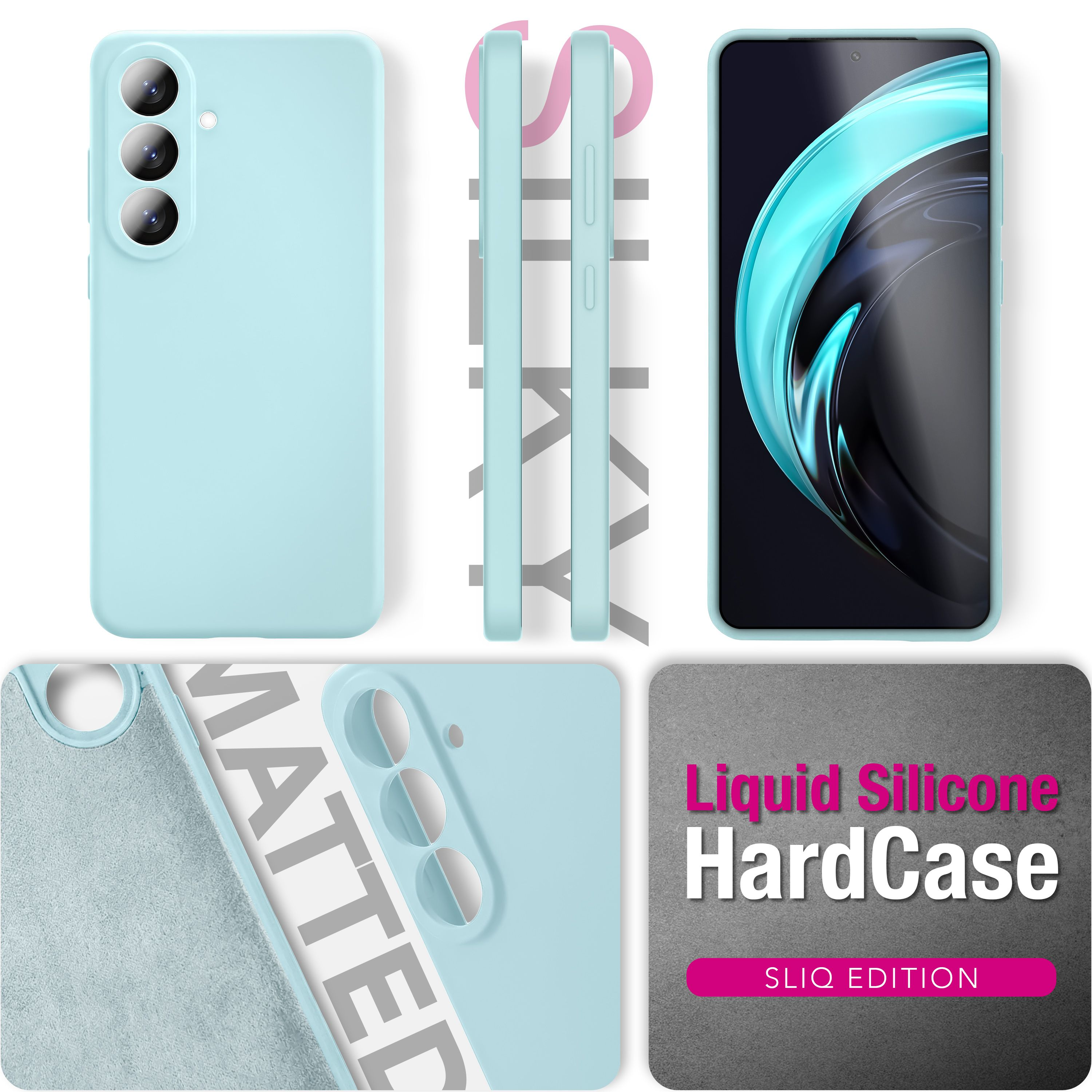Blaue Handyschale, Silikon-Hardcase mit Mikrofaser-Innenseite und Tasten.