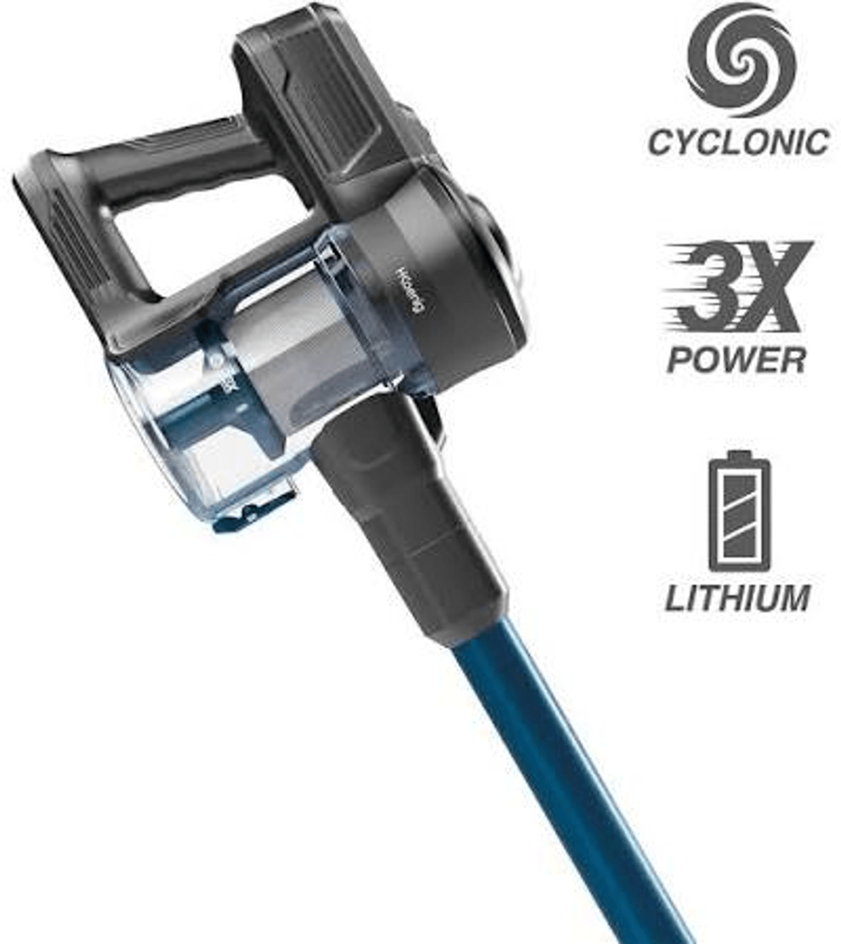 Aspiradora de mano inalámbrica con tecnología ciclónica, 3x potencia y batería de litio.