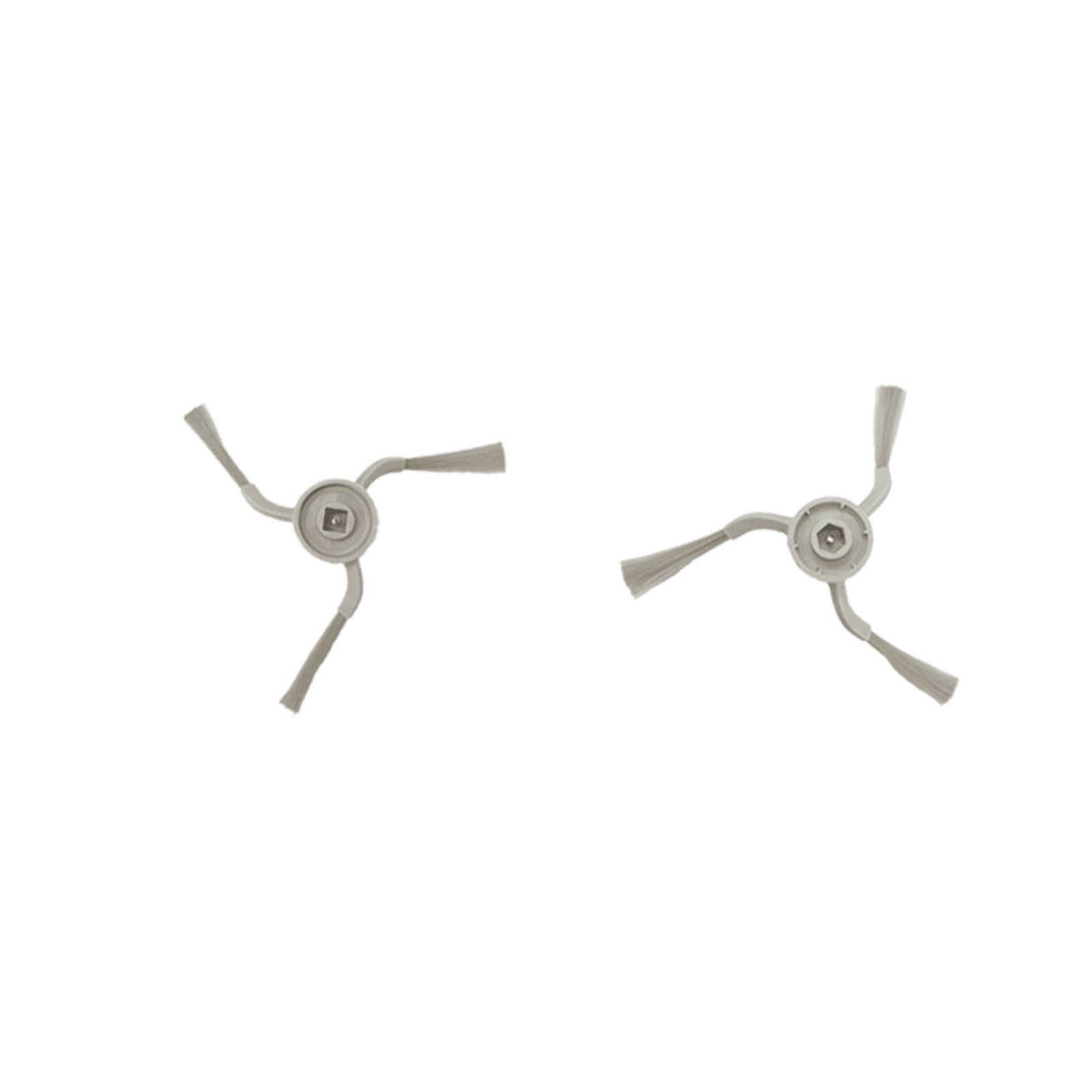 Deux brosses latérales de rechange grises pour aspirateurs robots sur fond blanc.