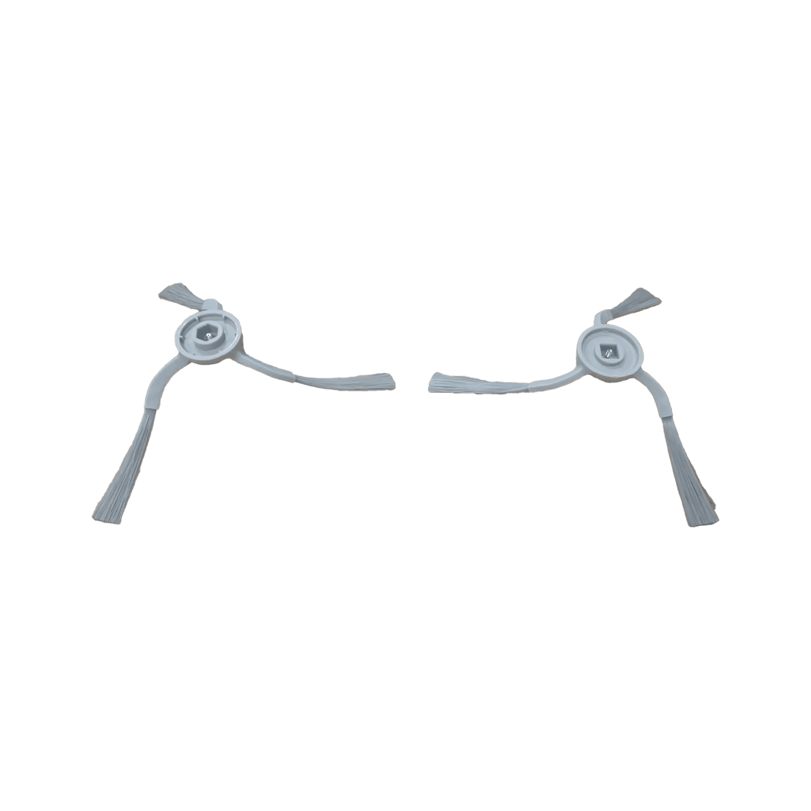 Deux brosses latérales grises pour aspirateur robot sur fond blanc.