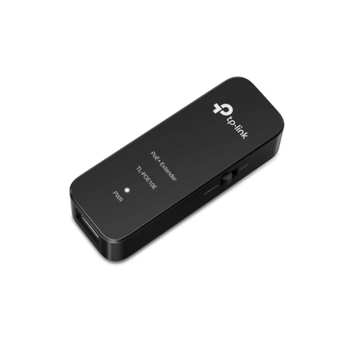 Extender PoE+ TL-POE10E TP-Link nero con indicatore LED e porte.