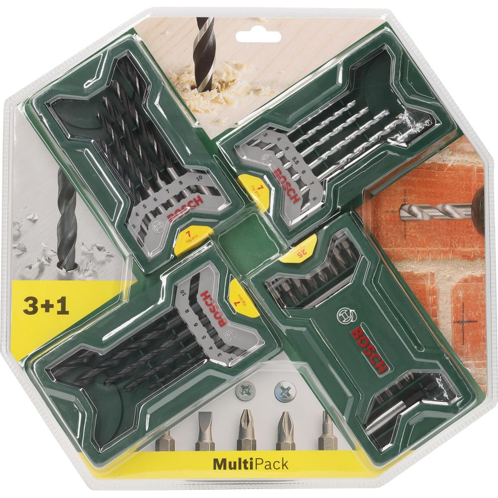 Set di punte e bit Bosch MultiPack in confezione verde.