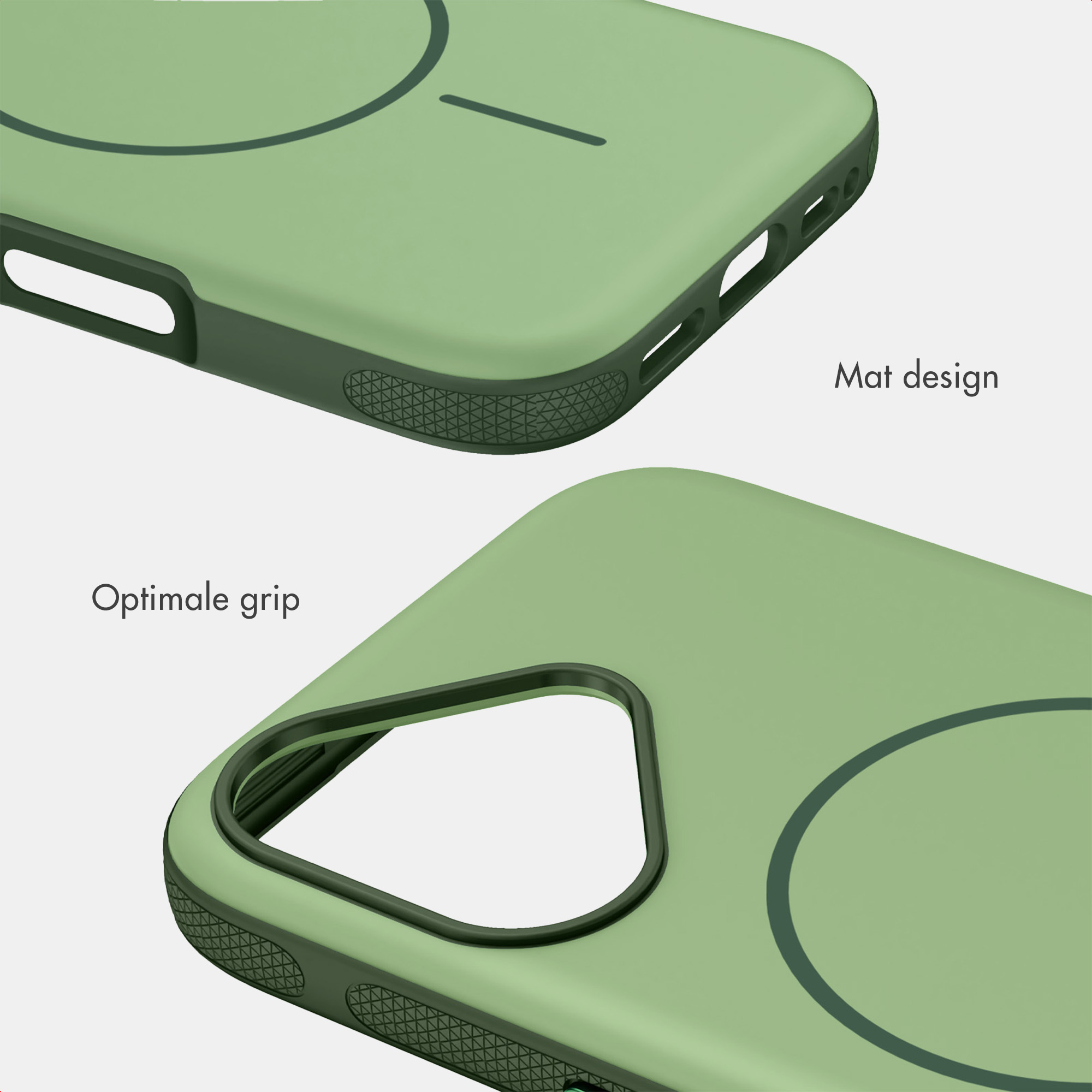 Grüne Smartphone-Hülle mit mattem Design und optimalem Griff.