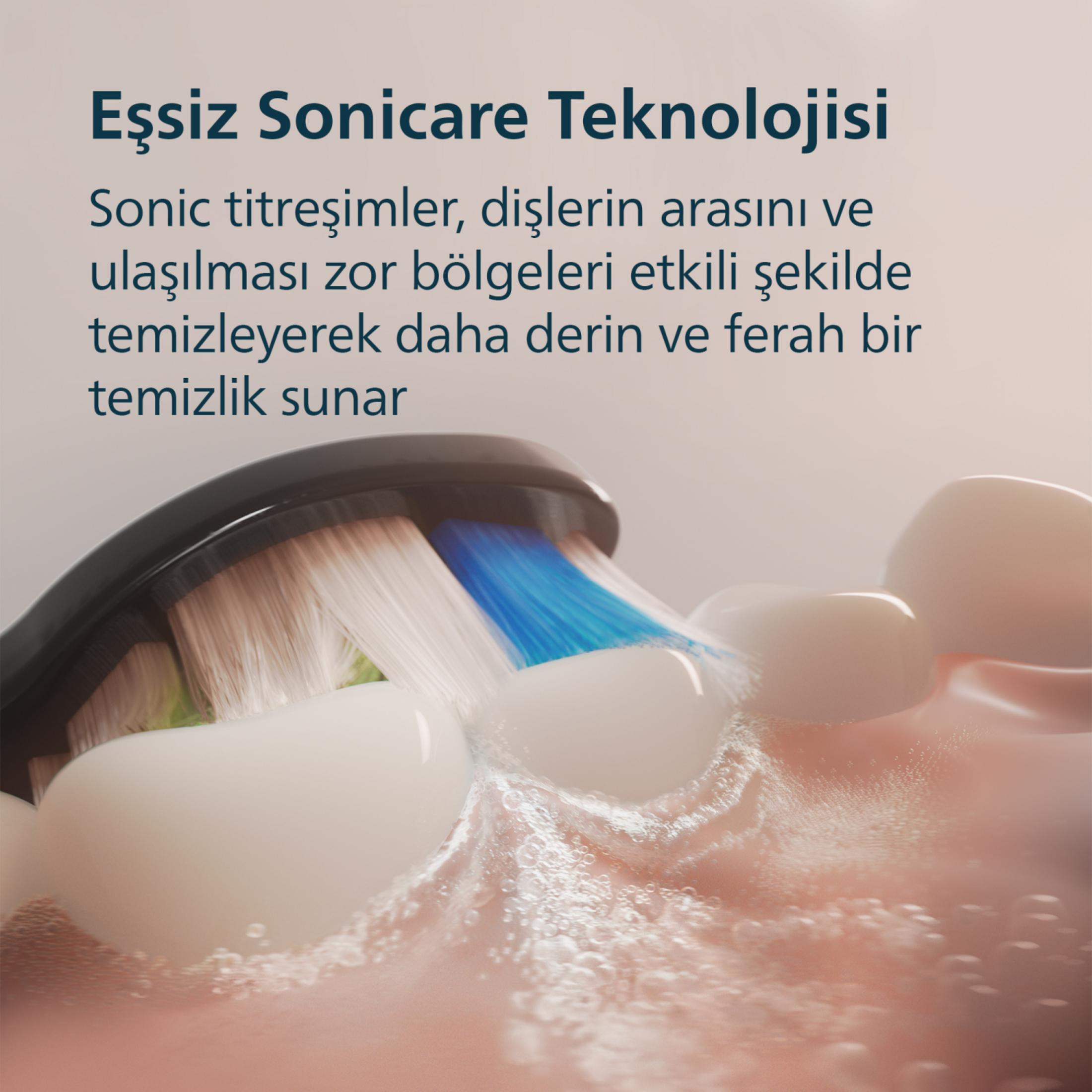Uno spazzolino elettrico pulisce a fondo denti e gengive con acqua e schiuma.