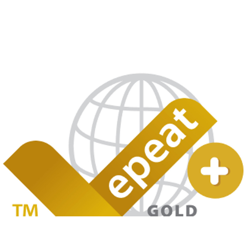 Logo EPEAT Gold avec un globe et une coche dorée.