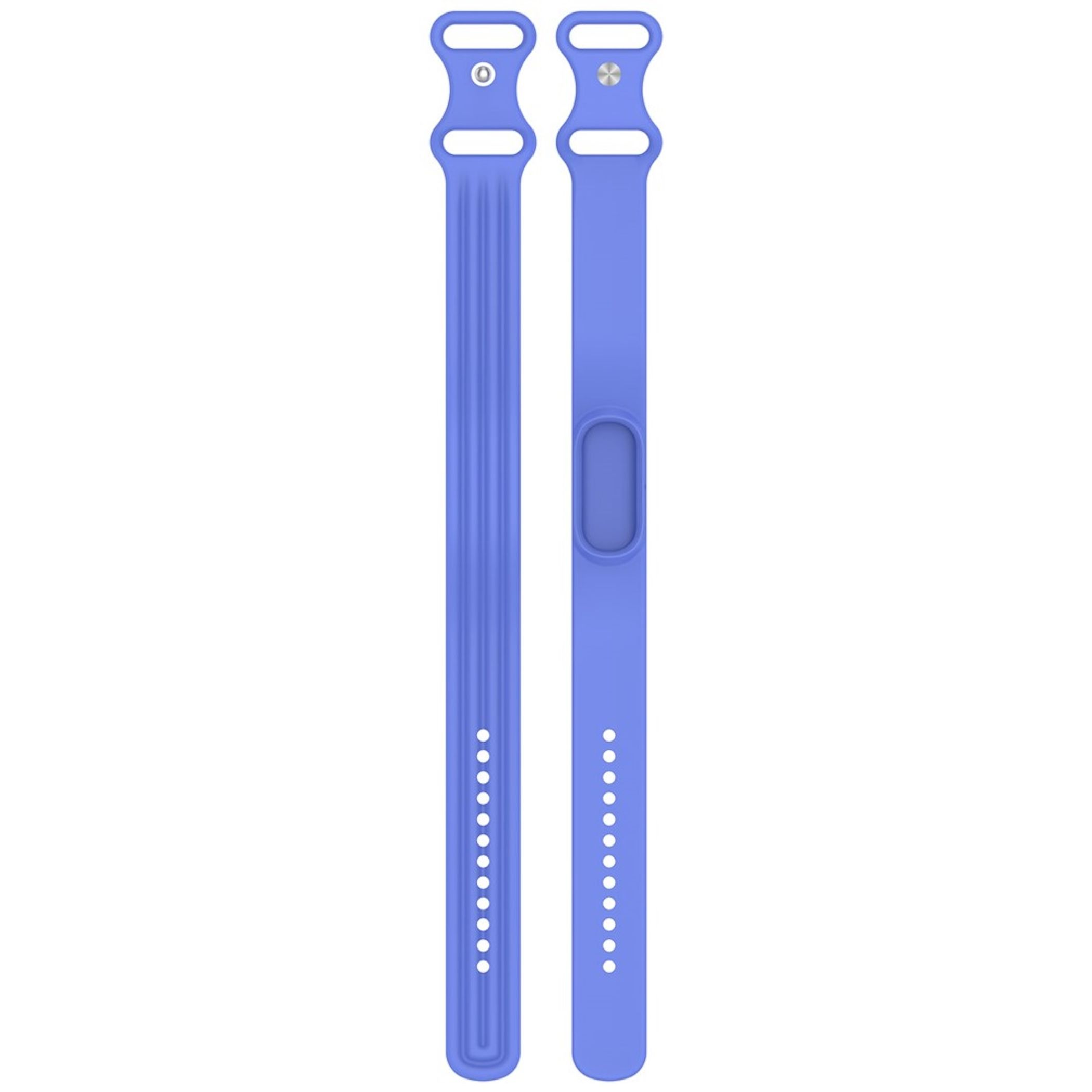 Blaue Silikon-Fitnessarmband-Riemen, Vorder- und Rückseite.