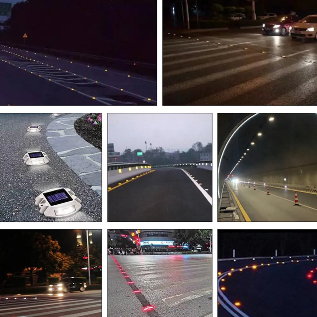 Solarbetriebene Straßenmarkierungsleuchten für mehr Verkehrssicherheit.