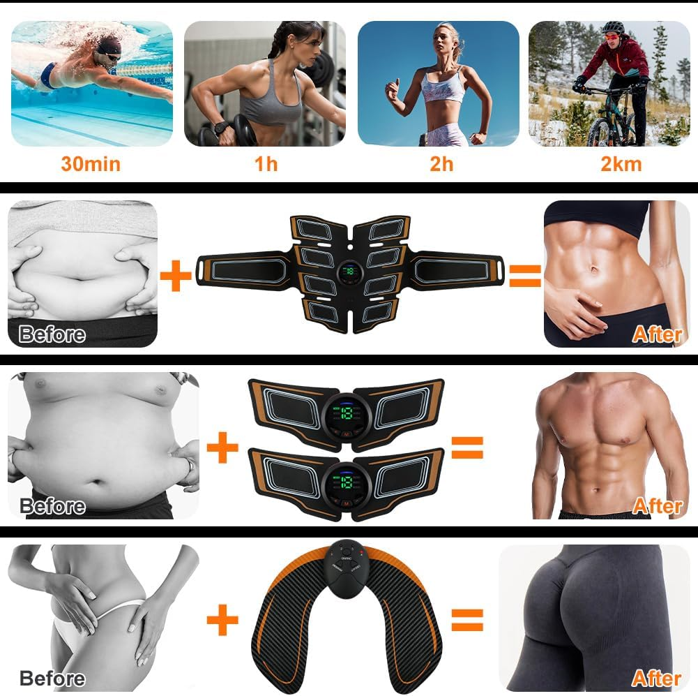 Fitnessprodukte mit vorher und nachher Ergebnissen für den Muskelaufbau.
