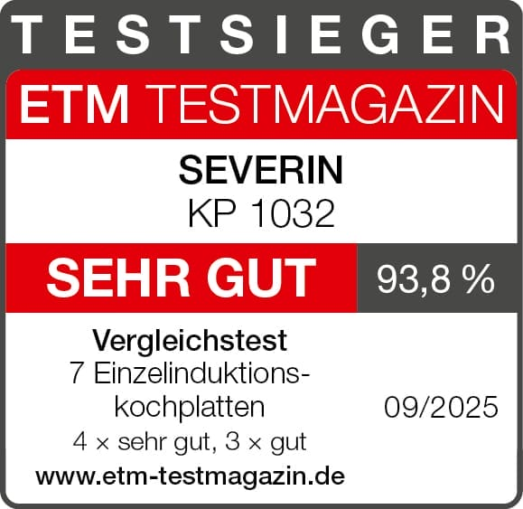 Label de test ETM Testmagazin pour Severin KP 1032 avec très bon et 93,8 pour cent.