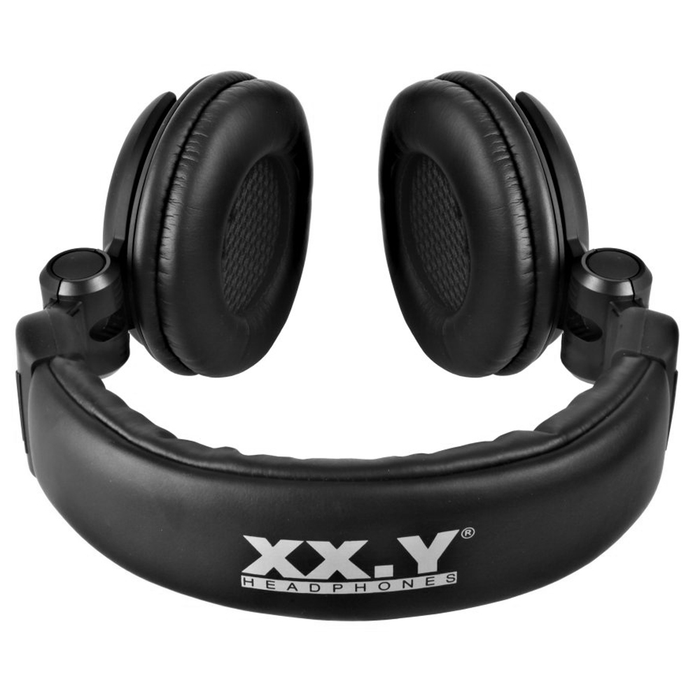 Czarne słuchawki nauszne z napisem XX.Y HEADPHONES na wyściełanym pałąku na białym tle.