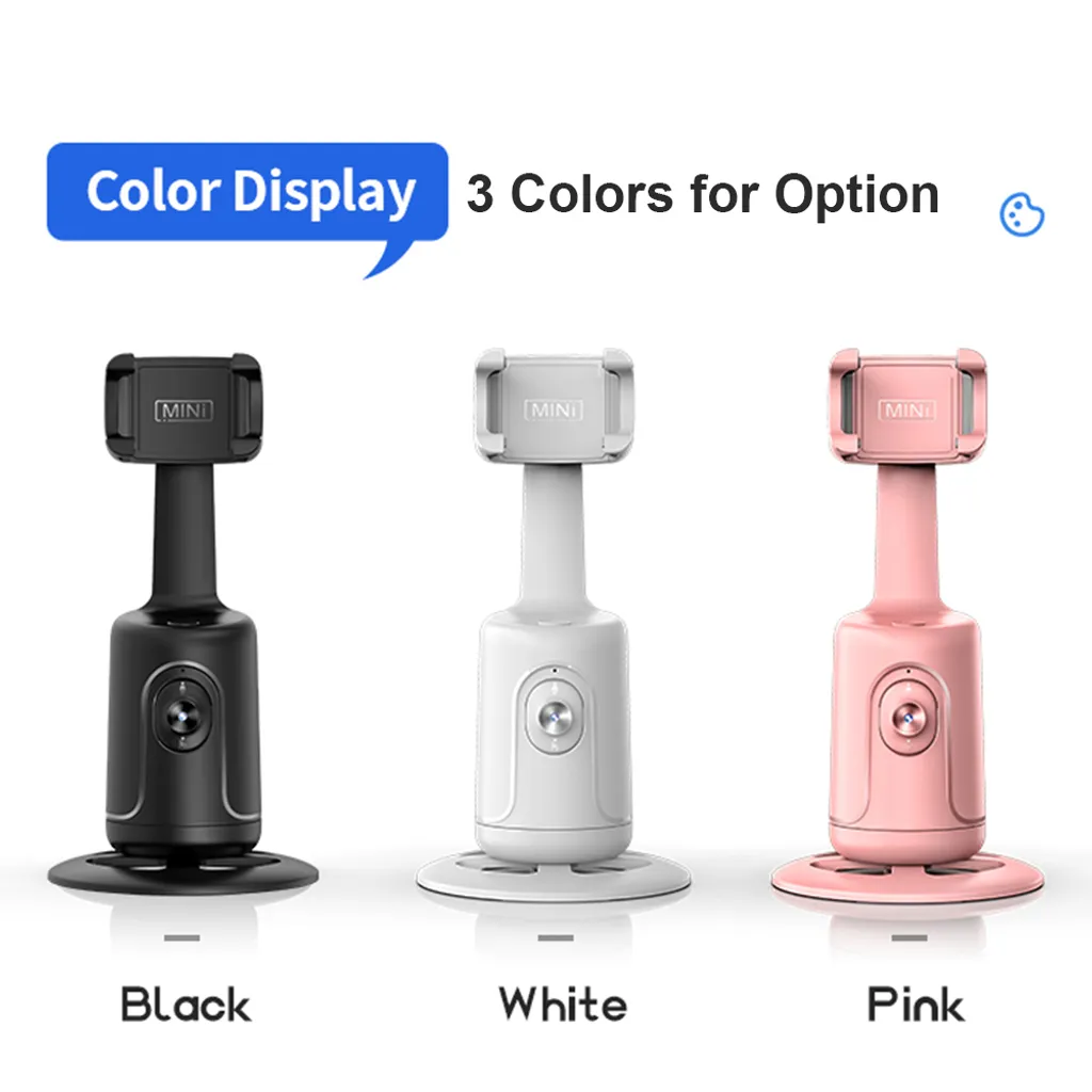 Drei MINI Smart Tracking Handyhalter in Schwarz, Weiß und Pink vor weißem Hintergrund.