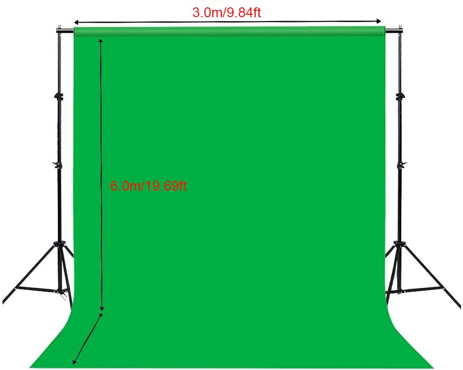 Grüner Fotohintergrund mit Ständern, 3x6 Meter groß.