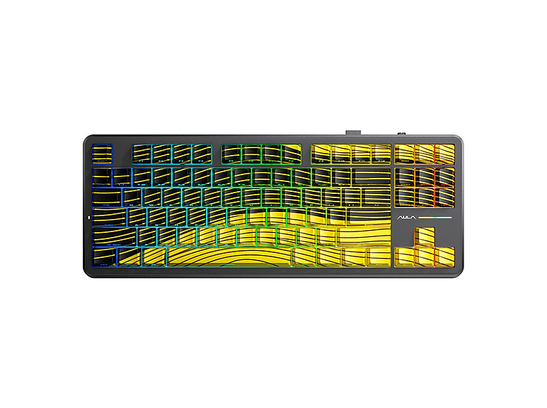 AULA Aula F87 PRO Mekanik RGB TKL Matcha Latte Switch Kablosuz Makrolu Hot Swap Klavye Sarı Type-c kablolu , 2.4ghz kablosuz , bluetooth Manyetik Oyuncu Klavyesi Sarı