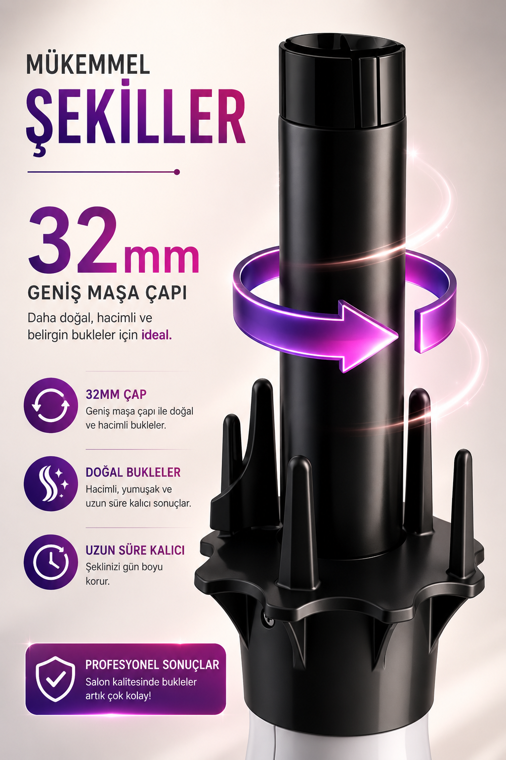 32mm maşa ve başlığı gösteren tanıtım görseli ve Türkçe metinler.