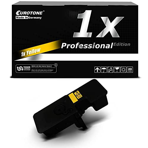 Eurotone-Tonerkartusche in Gelb, Professional Edition, mit Verpackungskarton auf weißem Hintergrund.