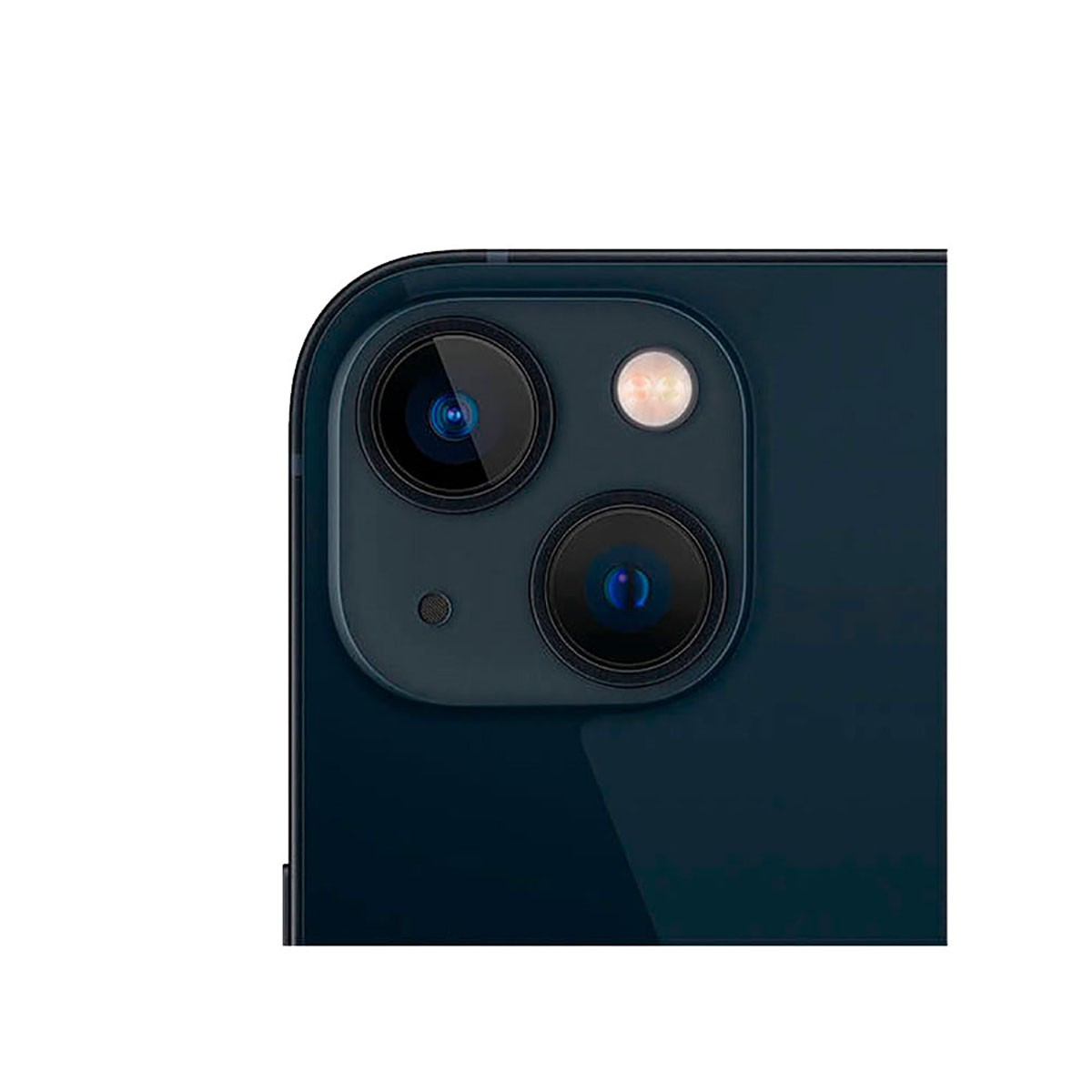 Retro di uno smartphone blu con due obiettivi fotografici disposti in diagonale e un flash.