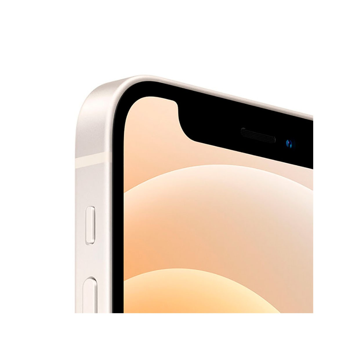 Primo piano dell'angolo superiore sinistro di uno smartphone con cornice arrotondata.