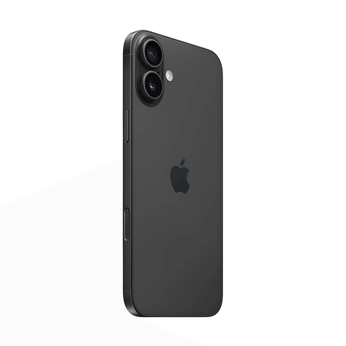 Retro di uno smartphone nero con doppia fotocamera verticale e logo Apple.