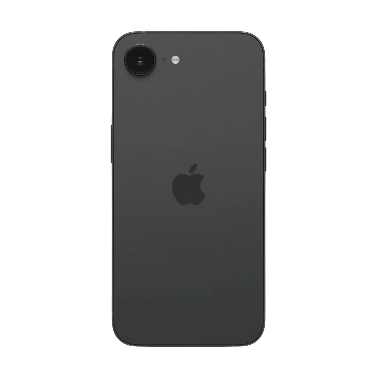 Retro di uno smartphone nero con una singola fotocamera, flash LED e logo Apple.