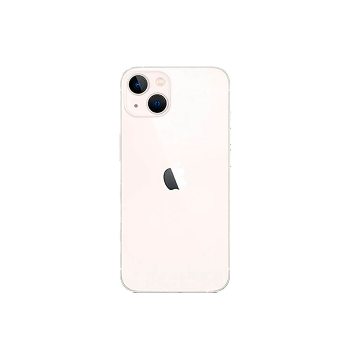 Rückseite eines hellrosa Smartphones mit zwei diagonale Kameras und dem Apple-Logo.