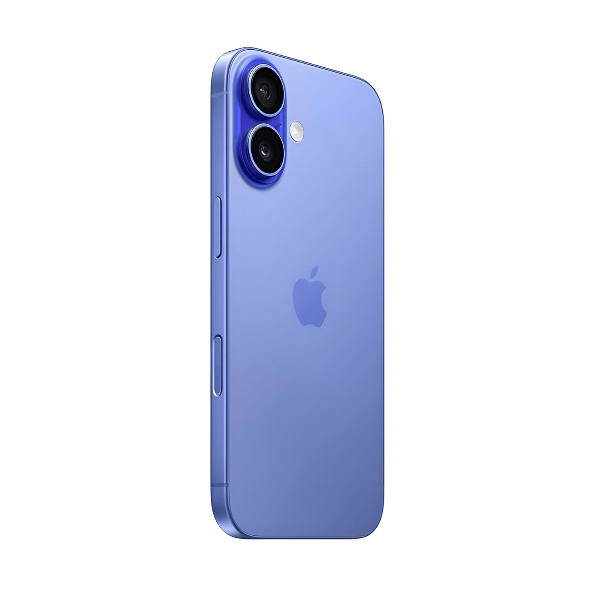 Retro di uno smartphone viola con due fotocamere e il logo Apple.