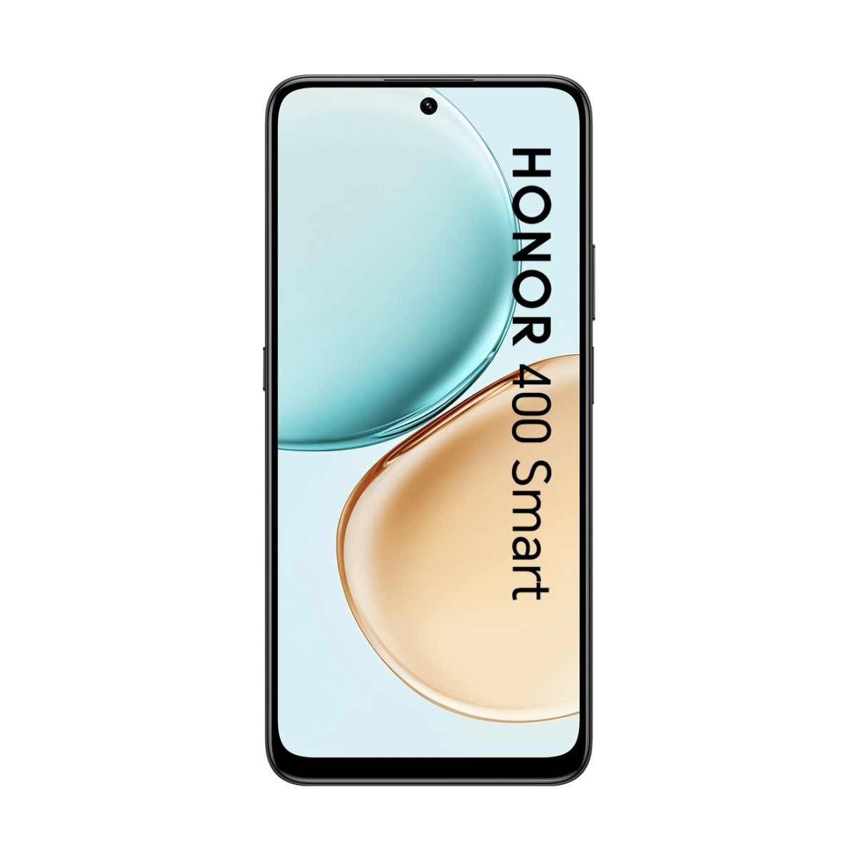 Honor 400 Smart Smartphone mit schwarzem Rahmen und bunten Hintergrund.
