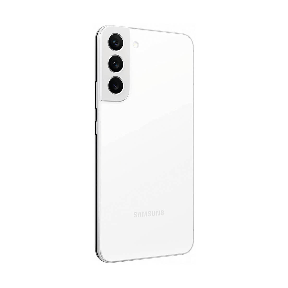 Retro bianco di uno smartphone Samsung con tripla fotocamera.