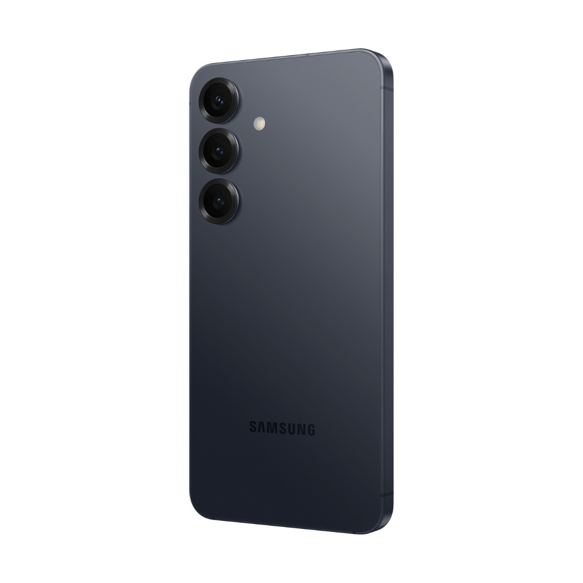 Dos d'un smartphone sombre avec trois caméras verticales et le logo Samsung.