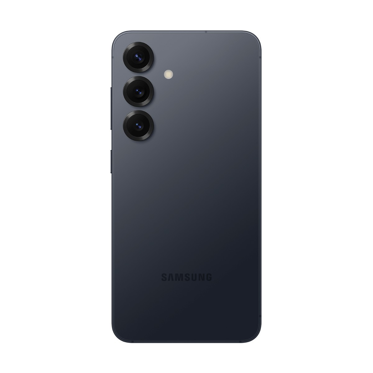 Dos d'un smartphone Samsung sombre avec un triple appareil photo vertical et un flash LED.