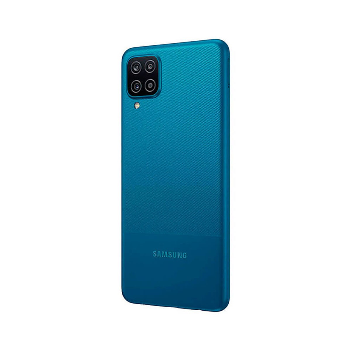 Dos de smartphone Samsung bleu avec quadruple caméra et texture.